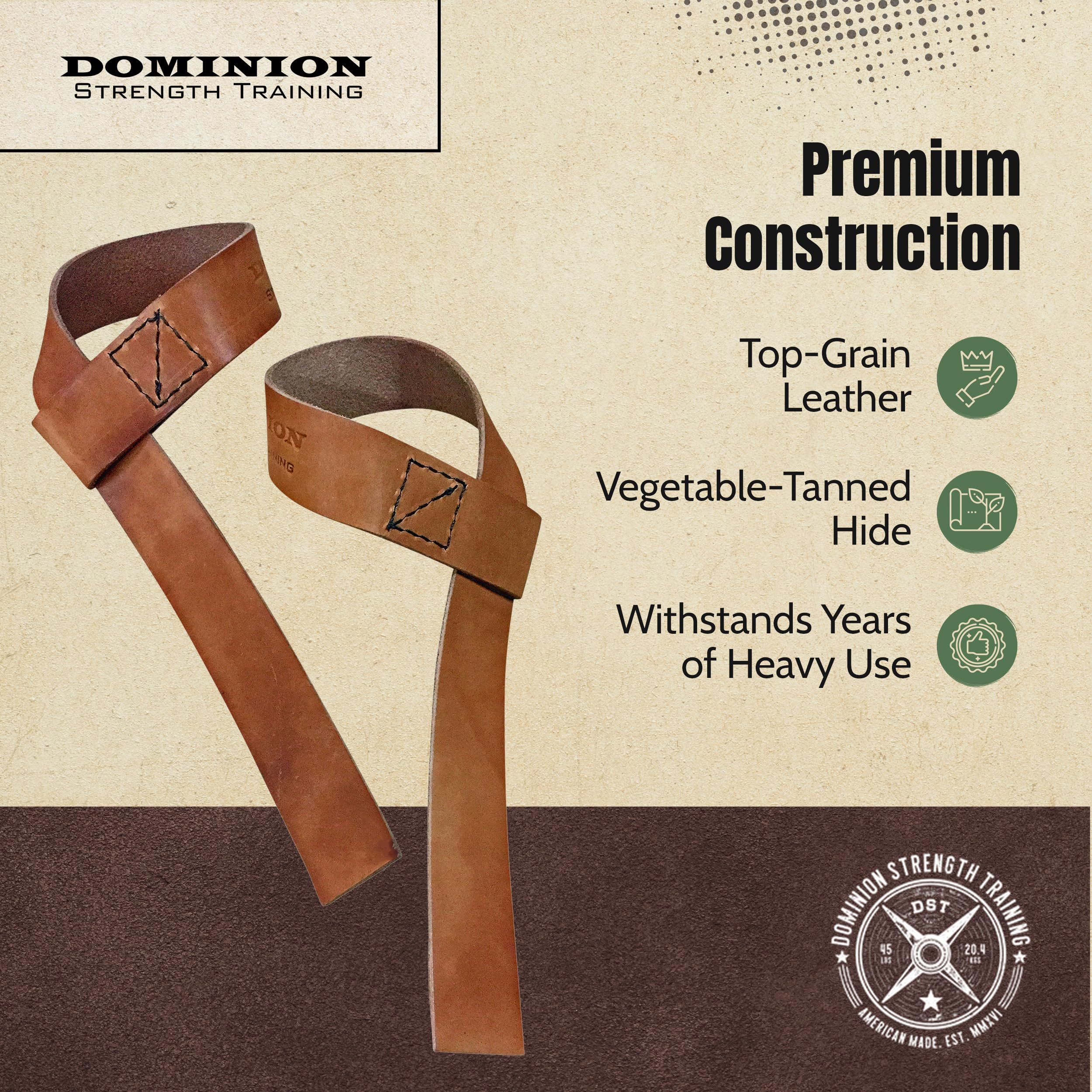 Dominion Strength Training Closed Loop Lifting Straps, Premium Top